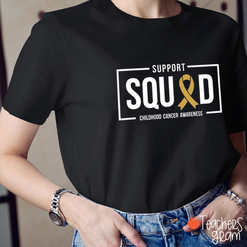 Support Squad Childhood Cancer Awareness Teacher T-Shirt