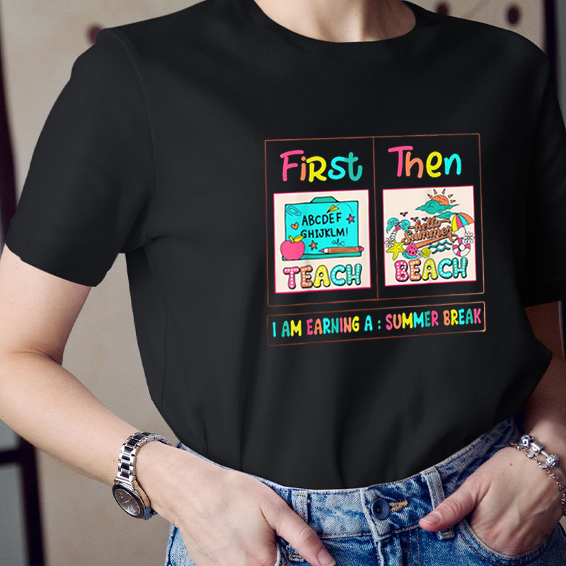 Hello Summer First Teach The Beach Teacher T-Shirt
