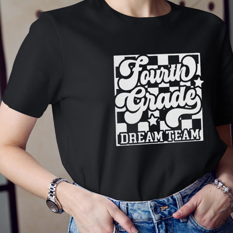 Personalized Checkerboard Dream Team Teacher T-Shirt