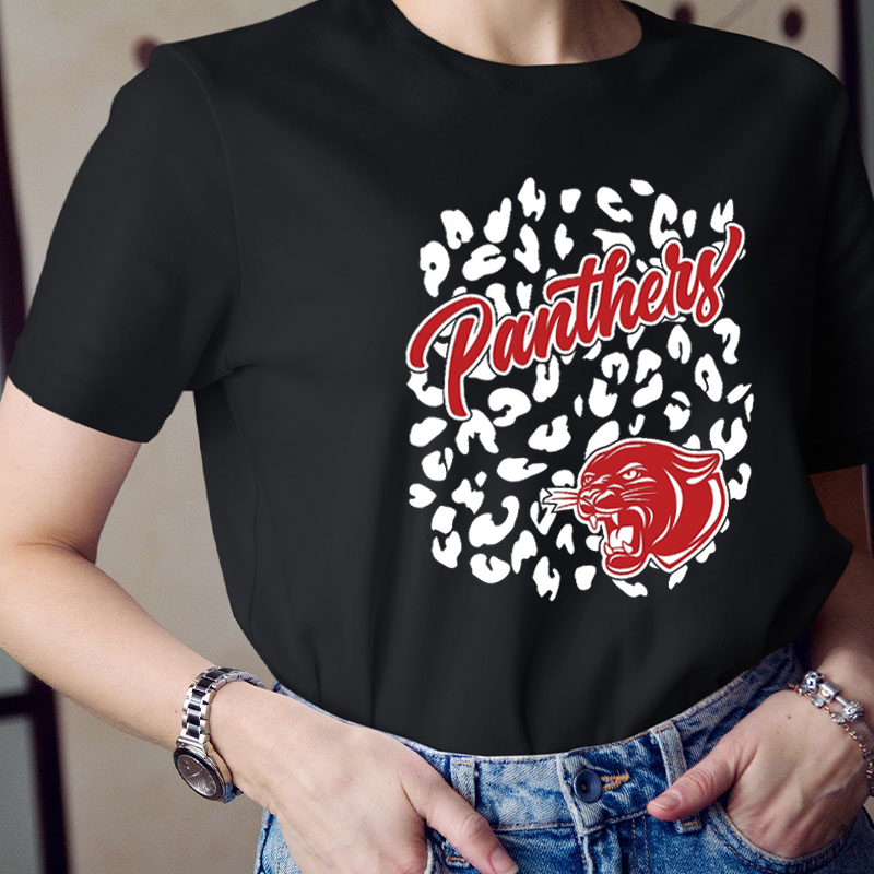 Personalized Leopard And Mascot Icon Teacher T-Shirt