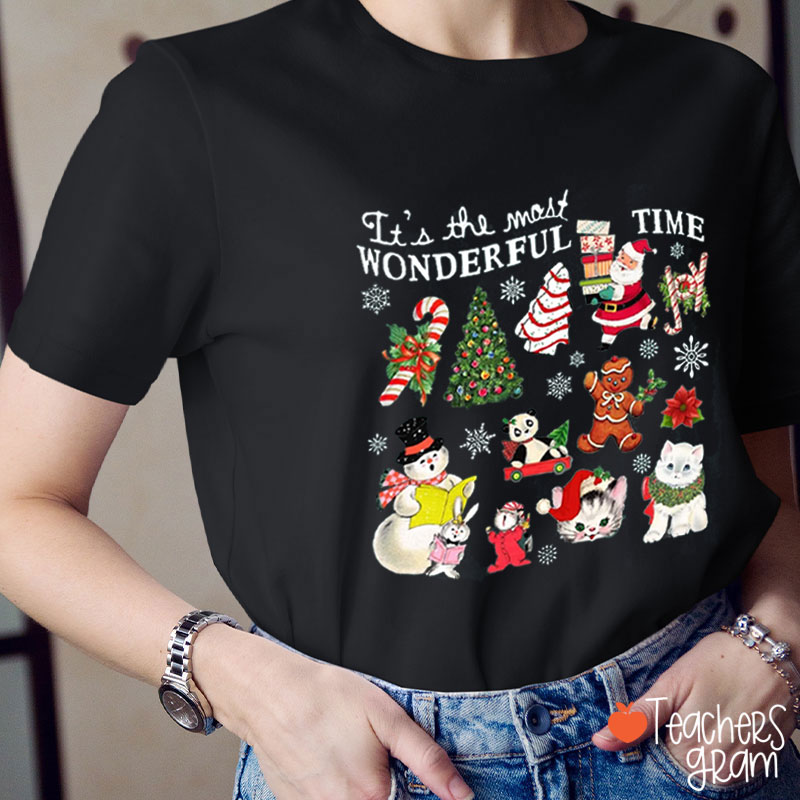 It's The Most Wonderful Time Christmas Vibe Teacher T-Shirt