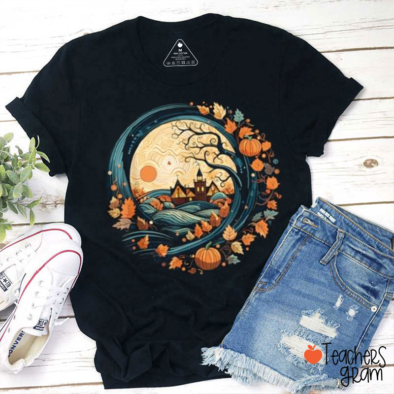 Cottagecore Pumpkins Fall Vibes Teacher T-Shirt