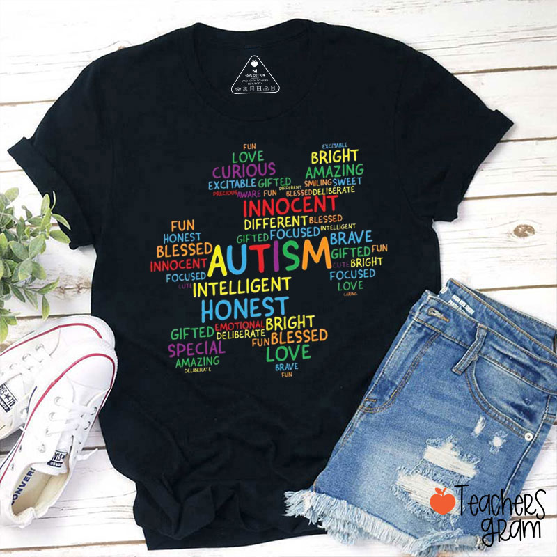 Colorful Autism Puzzle Teacher T-Shirt