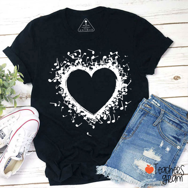 Music Note Heart Teacher T-Shirt