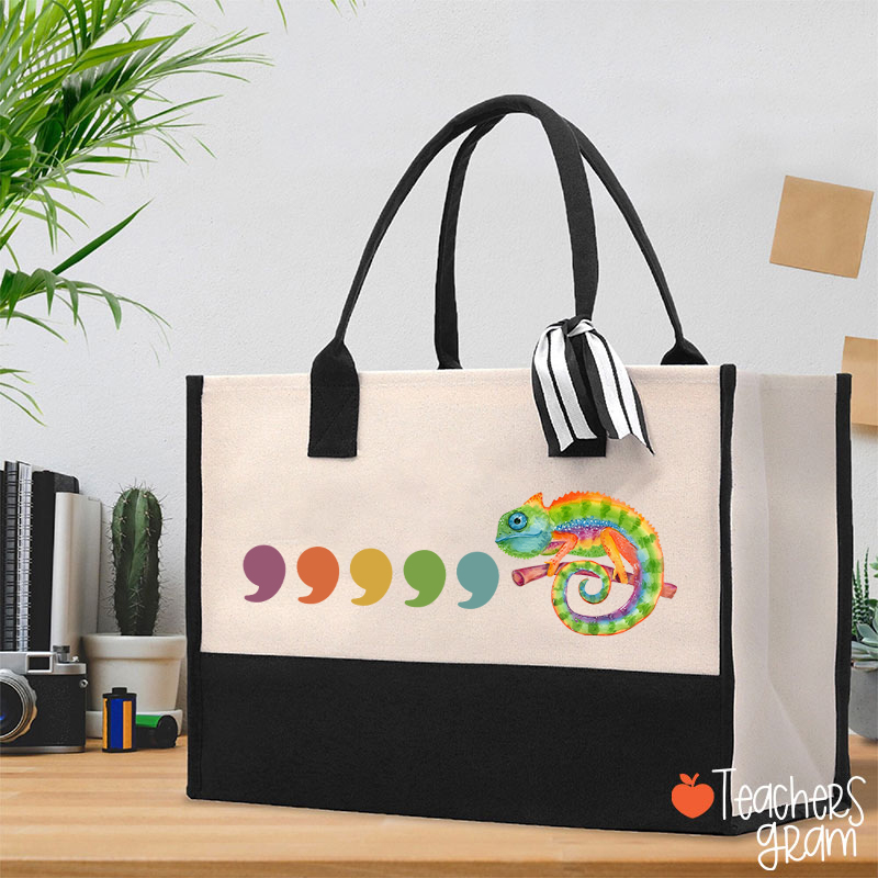 Comma Comma Chameleon Teacher Cotton Tote Bag