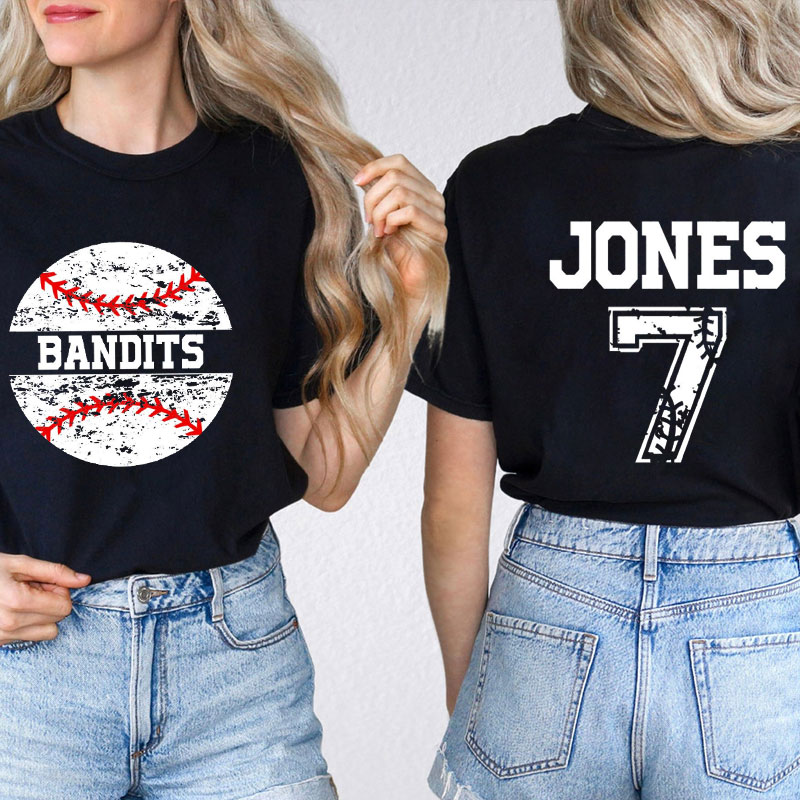 Personalized Baseball With Your Team Teacher Two Sided T-Shirt