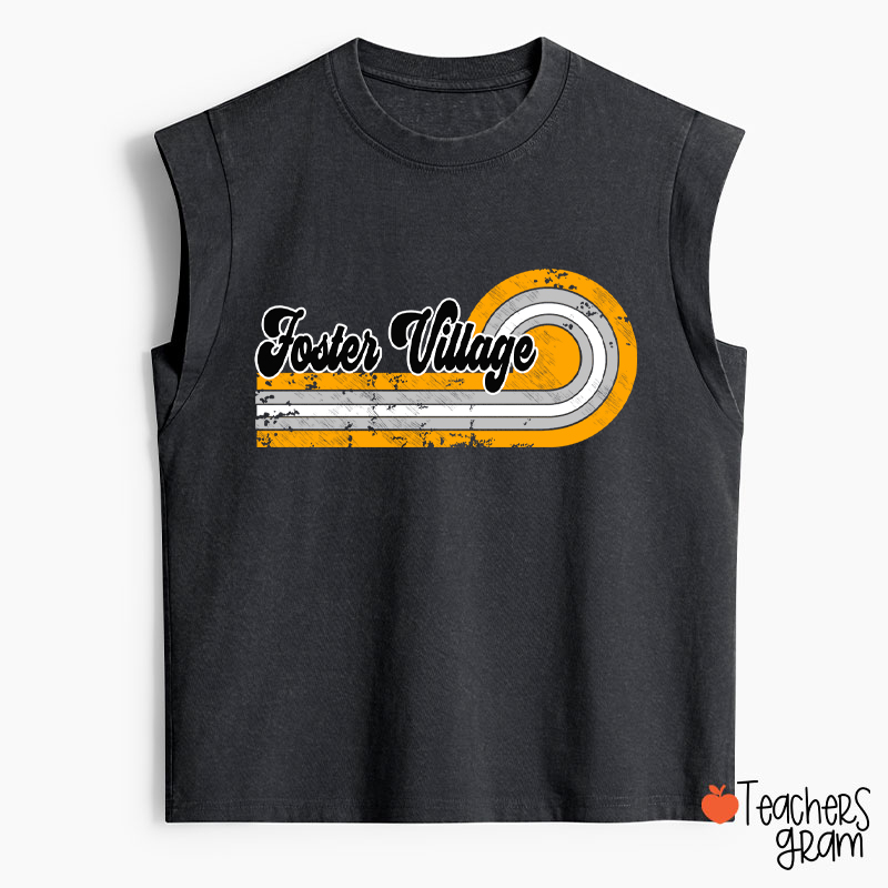 Personalized Retro Mascot School Spirit Teacher Washed Tank Top