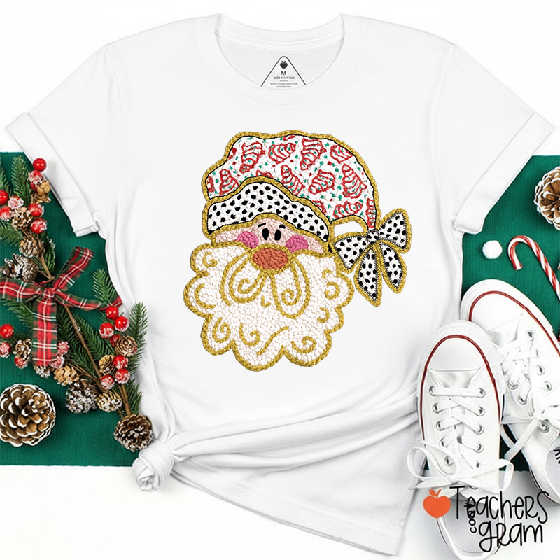 Faux Yarn Christmas Santa Clause Teacher T-shirt