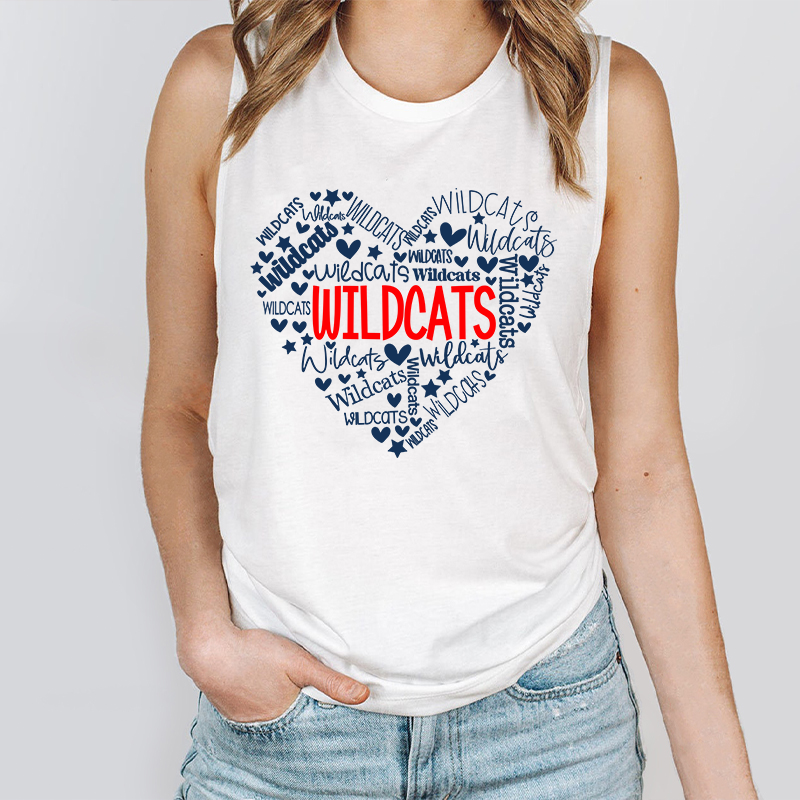 Personalized Mascot Heart Teacher Tank Top