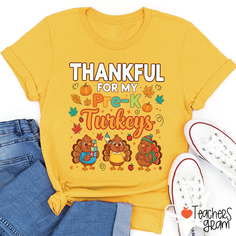 Personalized Grade Thankful For My Turkeys Teacher T-Shirt
