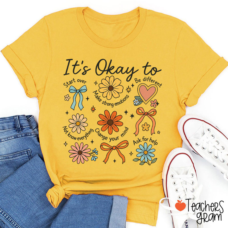 Retro Daisy It's Okay To Teacher T-Shirt