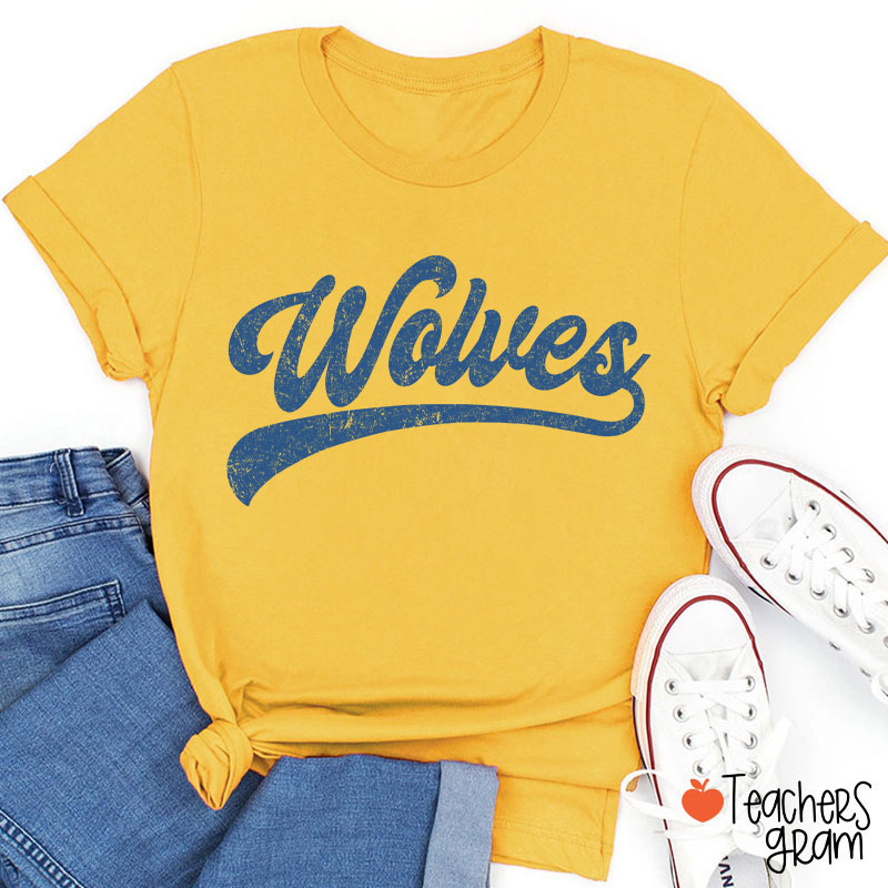 Personalized Mascot Washed And Distressed Print Teacher T-Shirt