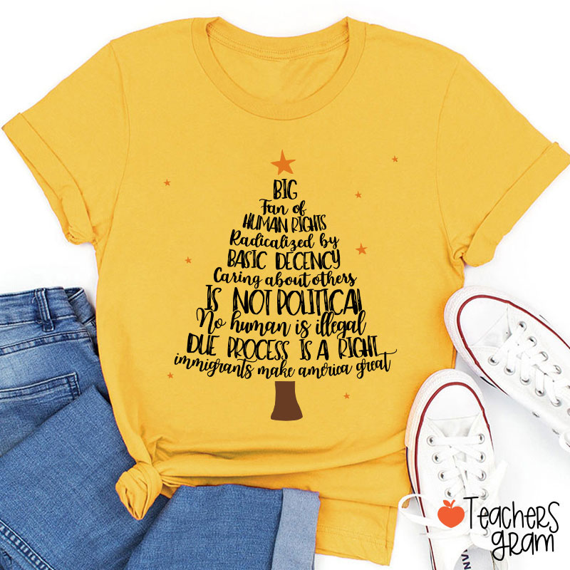 Big Fan Of Human Rights Christmas Tree Teacher T-Shirt