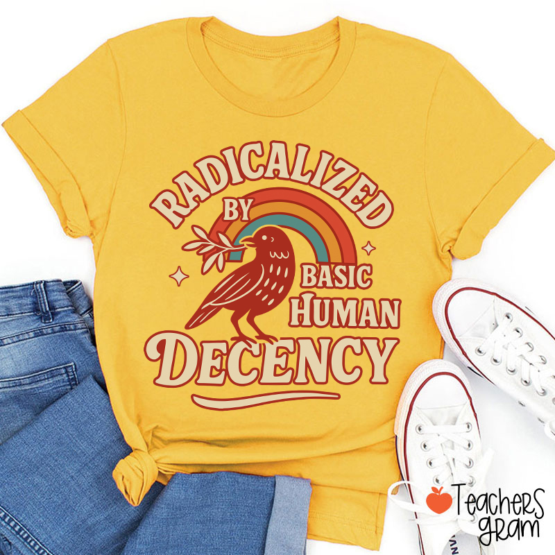 Radicalized By Basic Human Decency Teacher T-Shirt