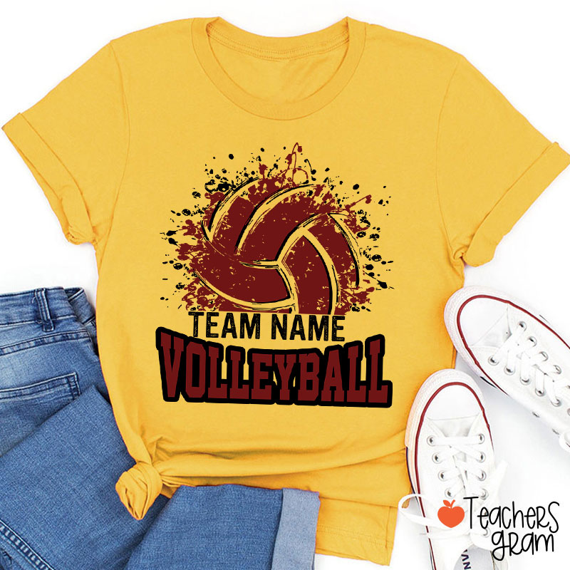 Personalized Team Name And Sport Splash Effect Teacher T-Shirt