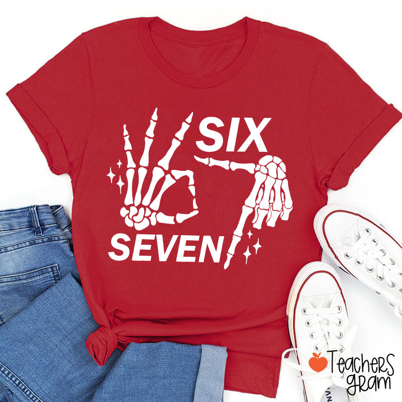 67 Halloween Skeleton Hands Teacher T-Shirt