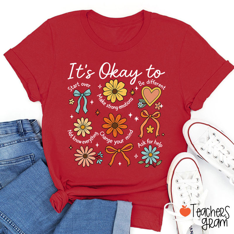Retro Daisy It's Okay To Teacher T-Shirt