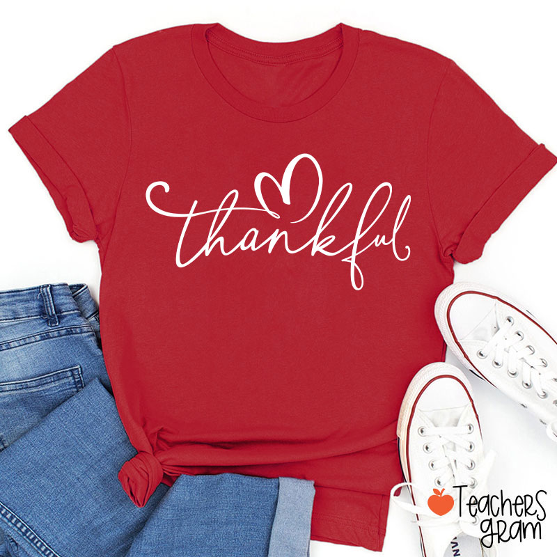 Thanksgiving Fall Thankful Teacher T-Shirt