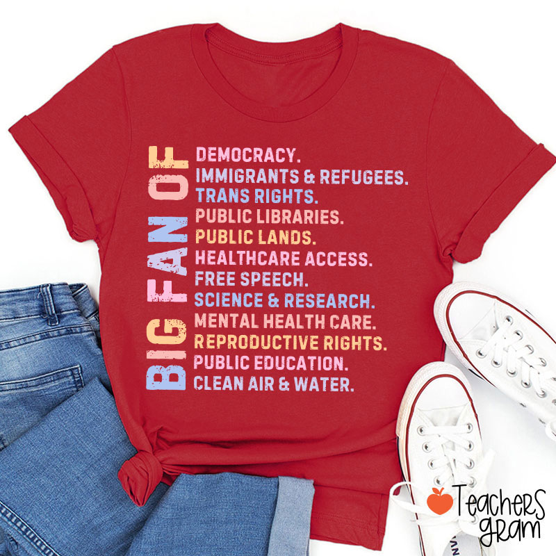 Big Fan Of Human Rights Democracy Teacher T-Shirt