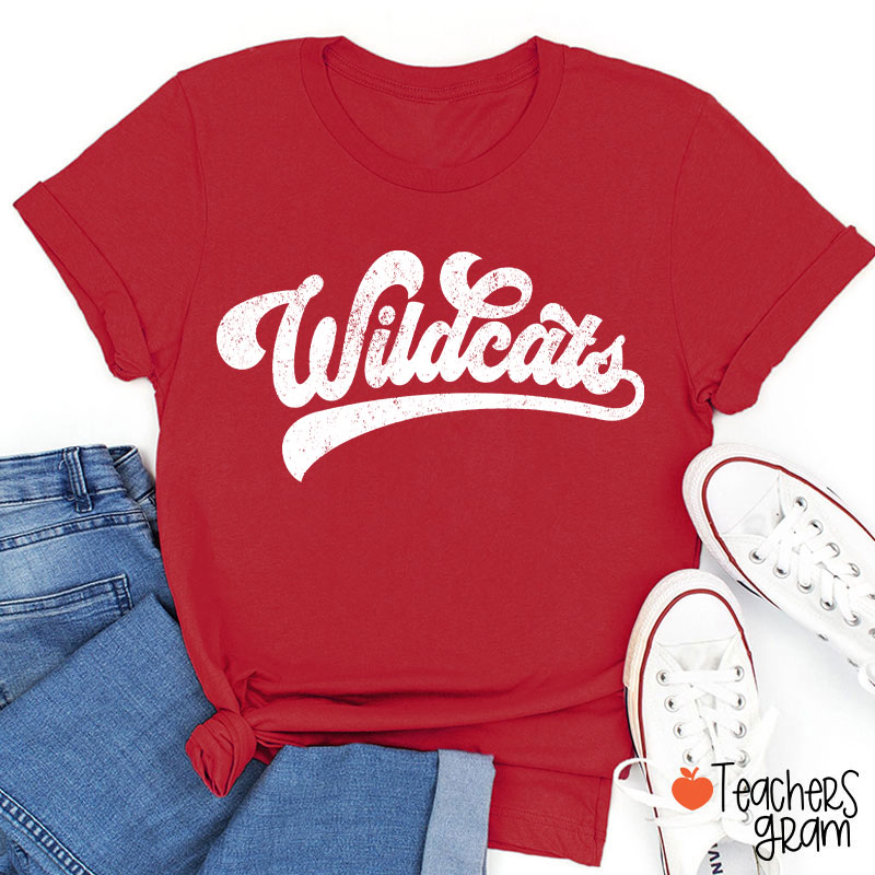 Personalized Mascot Washed And Distressed Print Teacher T-Shirt