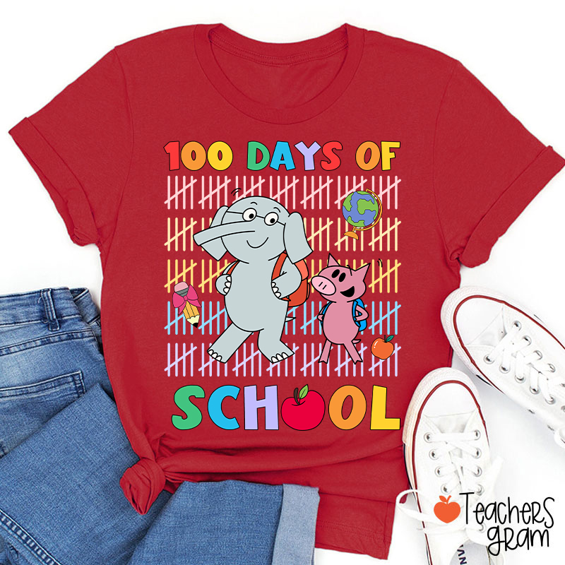 100 Days Of School Elephant Teacher T-Shirt