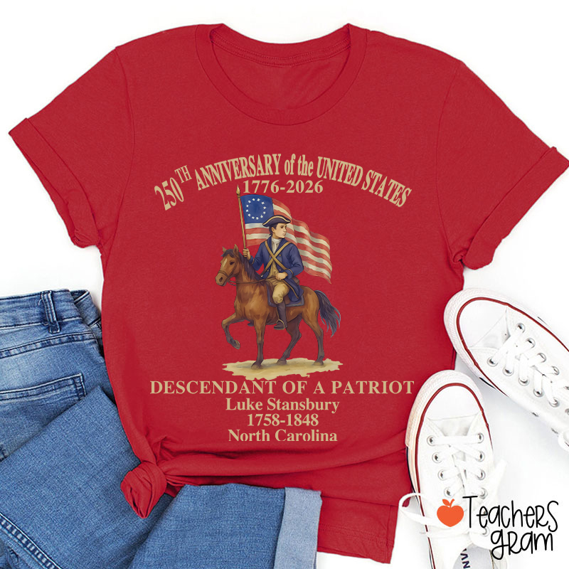 Personalized Patriotic Semiquincentennial Teacher T-Shirt