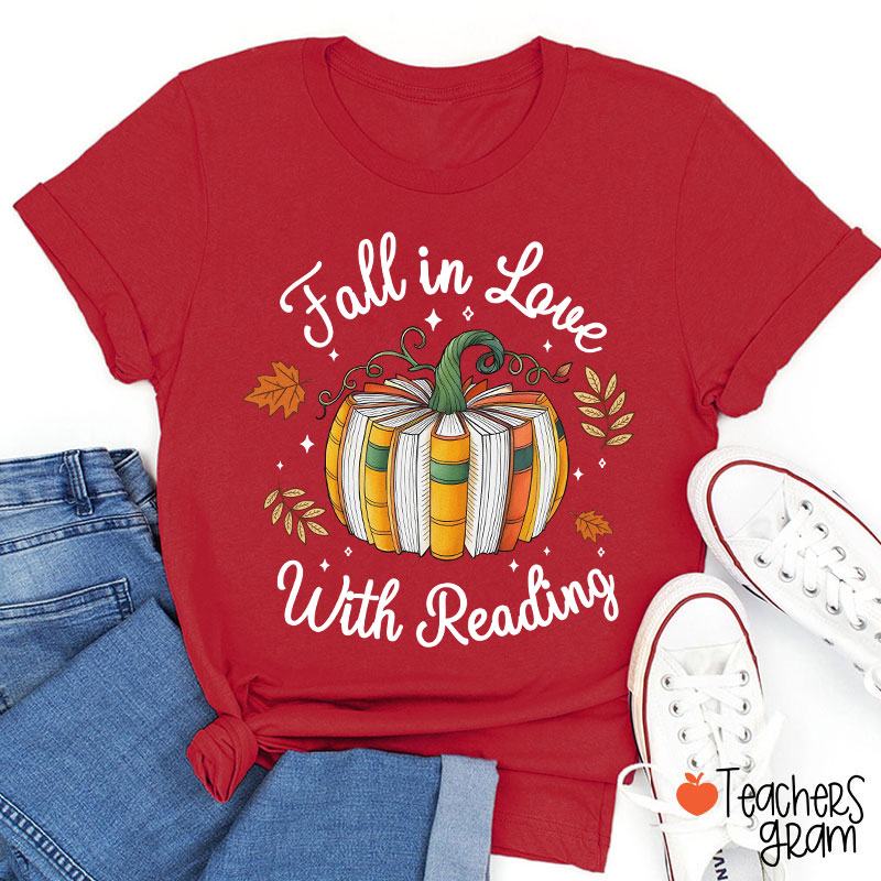 Fall In Love With Reading Autumn Teacher T-Shirt