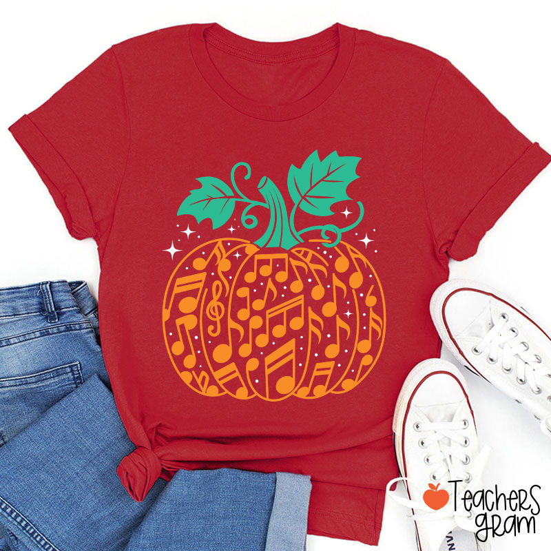 Music Note Pumpkin Teacher T-Shirt