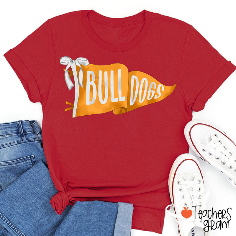 Personalized Mascot Pennant Bow Teacher T-Shirt