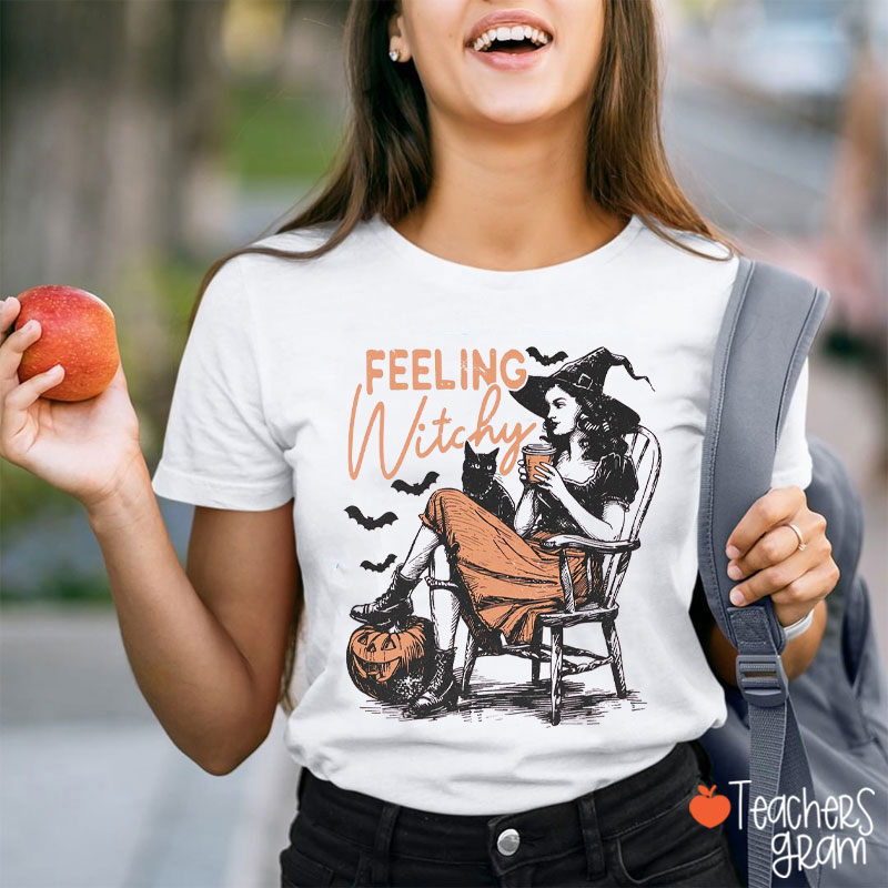 Feeling Witchy Halloween Vibes Teacher T-Shirt