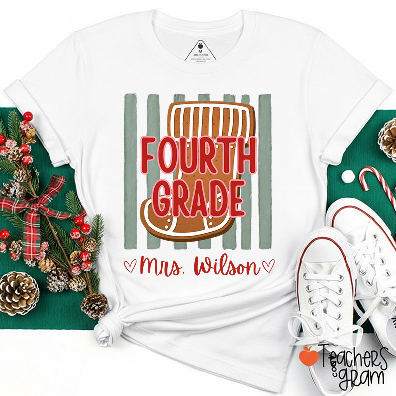 Personalized Vintage Grade Level Christmas Teacher Group Teacher T-Shirt
