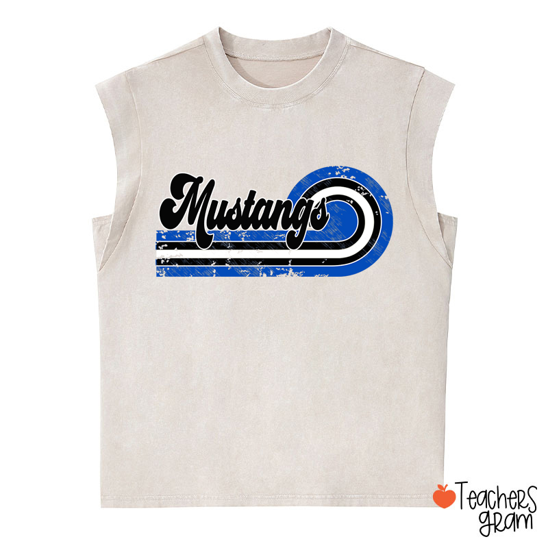 Personalized Retro Mascot School Spirit Teacher Washed Tank Top