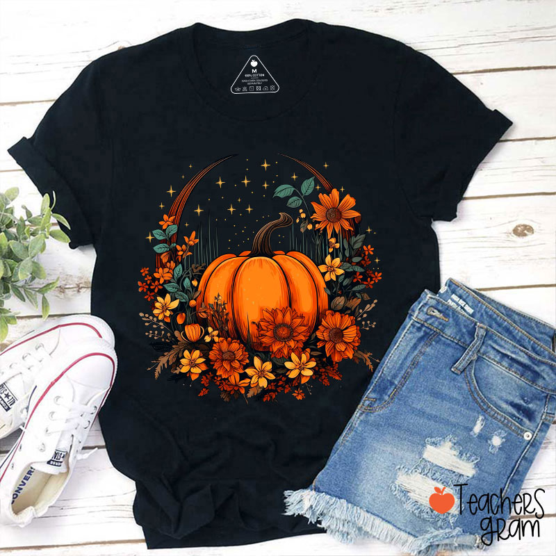 Fall Vibes Pumpkin Teacher T-Shirt