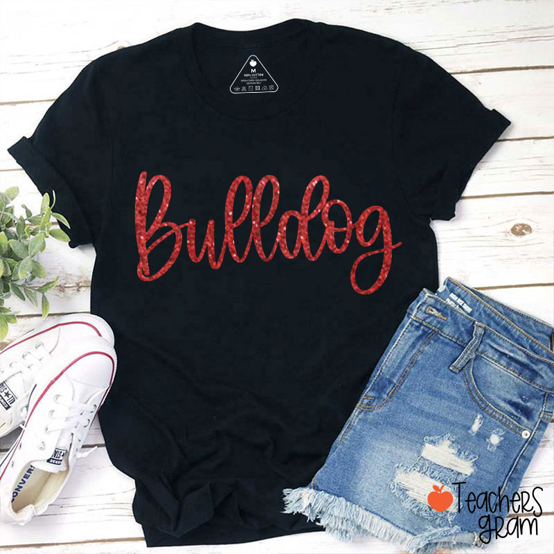 Personalized Glitter Font Mascot Teacher T-Shirt