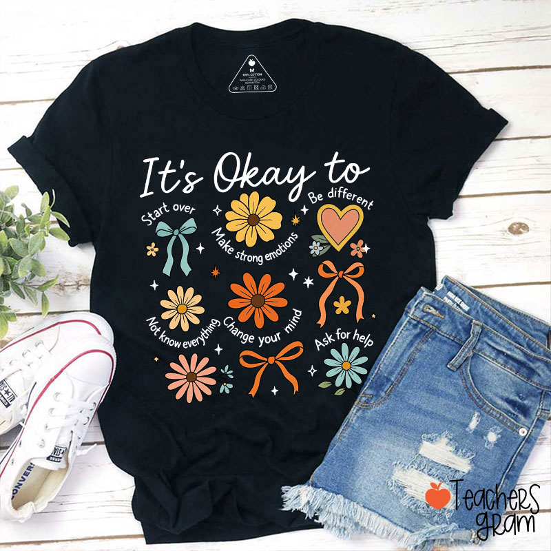Retro Daisy It's Okay To Teacher T-Shirt