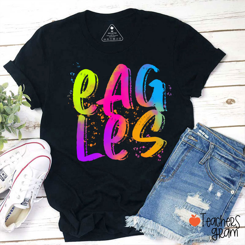 Personalized Mascot Watercolor Fonts Teacher T-Shirt