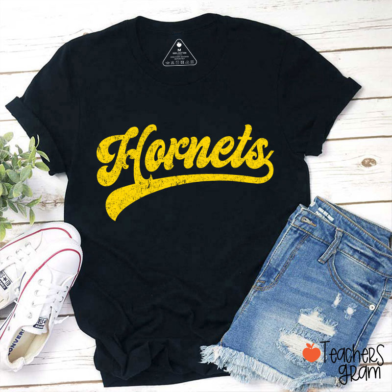 Personalized Mascot Washed And Distressed Print Teacher T-Shirt