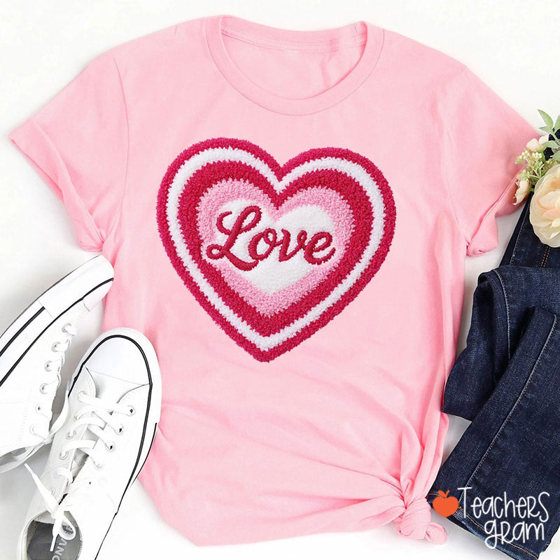 Faux Yarn Love In Heart Teacher T-Shirt