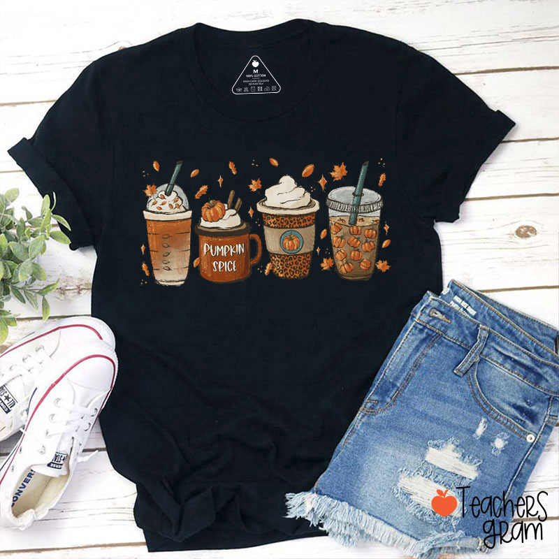 Autumn Coffee Pumpkin Spice Teacher T-shirt