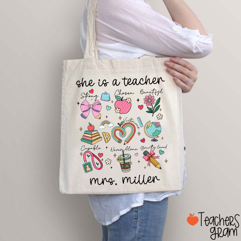 Personalized The Teacher Has All The Good Qualities Teacher Tote Bag