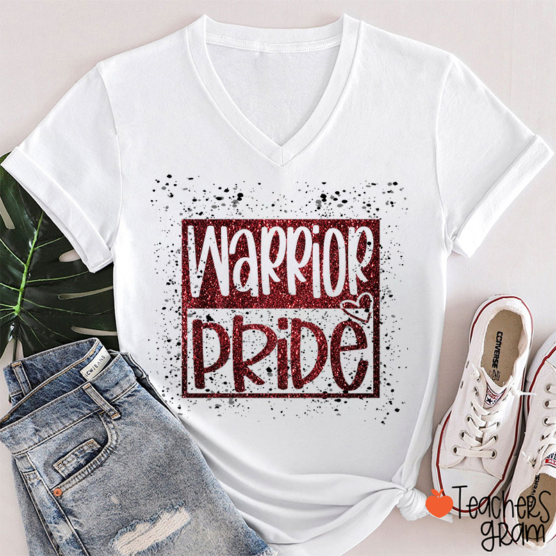 Personalized Mascot Confetti And Glitter Teacher Female V-Neck T-Shirt