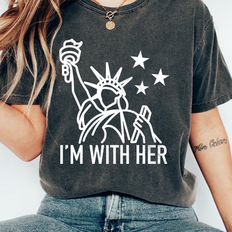 I'm With Her Teacher Washed T-Shirt