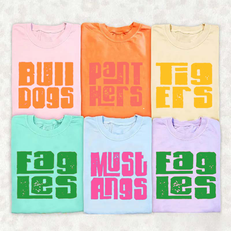 Personalized Distressed Bold Mascot Text Teacher T‑Shirt