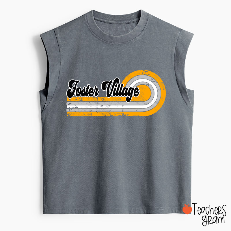 Personalized Retro Mascot School Spirit Teacher Washed Tank Top