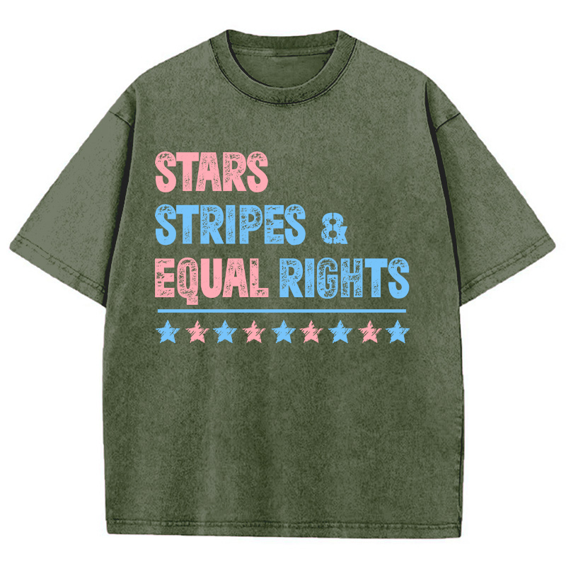 Stars Stripes And Equal Rights Teacher Washed T-Shirt