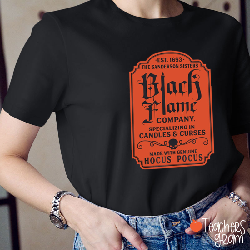 Black Flame Halloween Teacher T-Shirt
