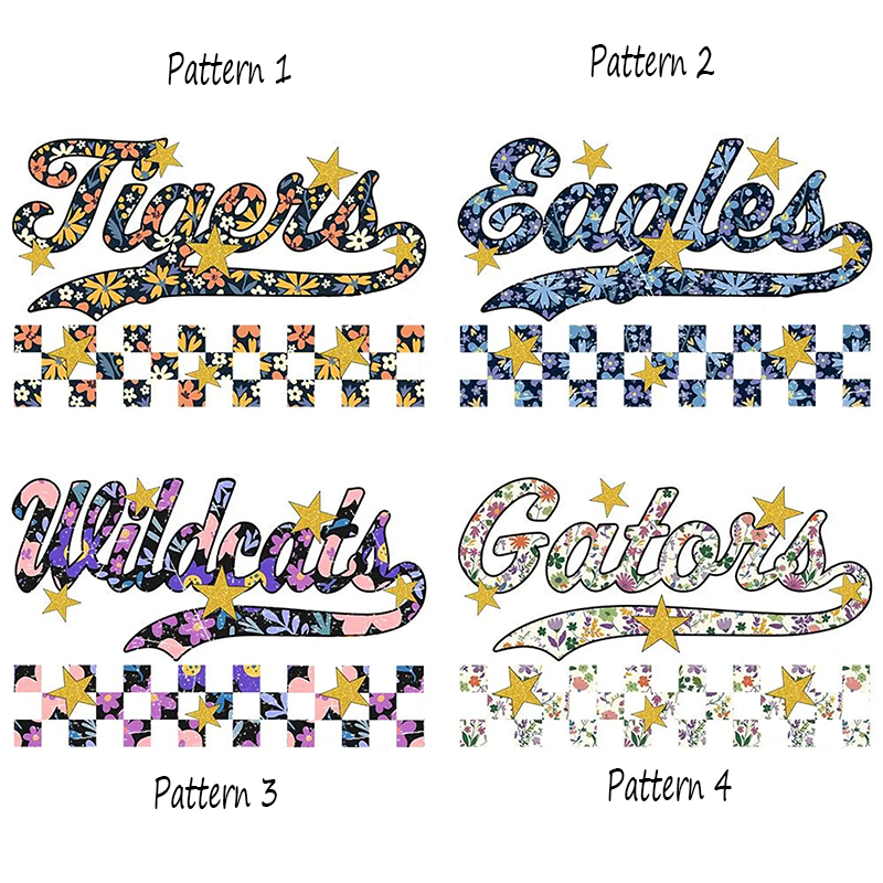 Personalized Mascot Flowers Checkered Teacher T-Shirt