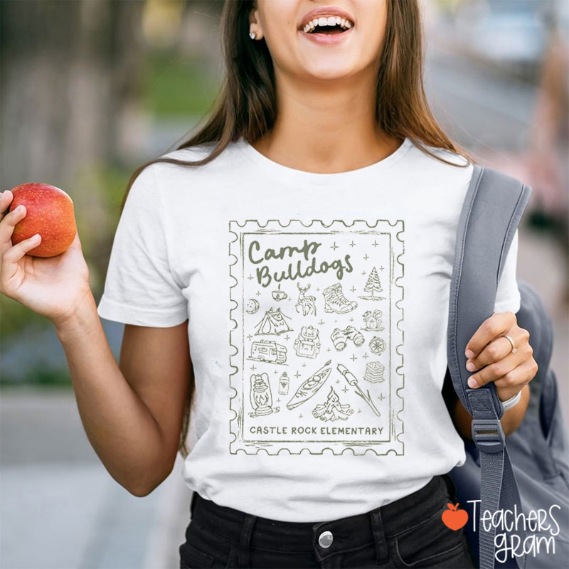 Personalized Retro Stamp Style Camp Teacher T-Shirt