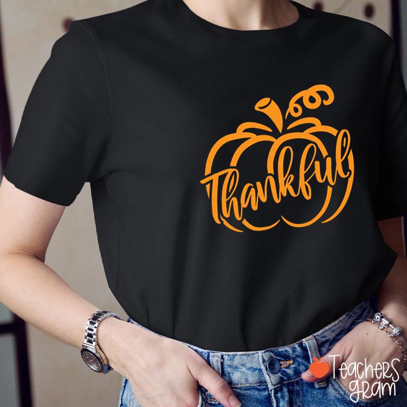 Thankful Pumpkin Thankful Teacher T-Shirt