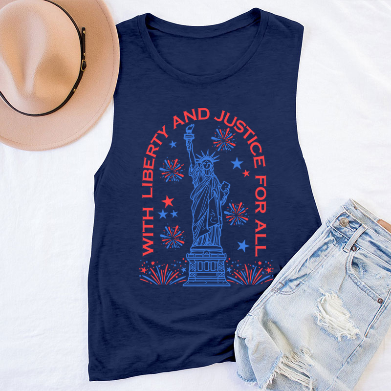 With Liberty And Justice For All Teacher Tank Top